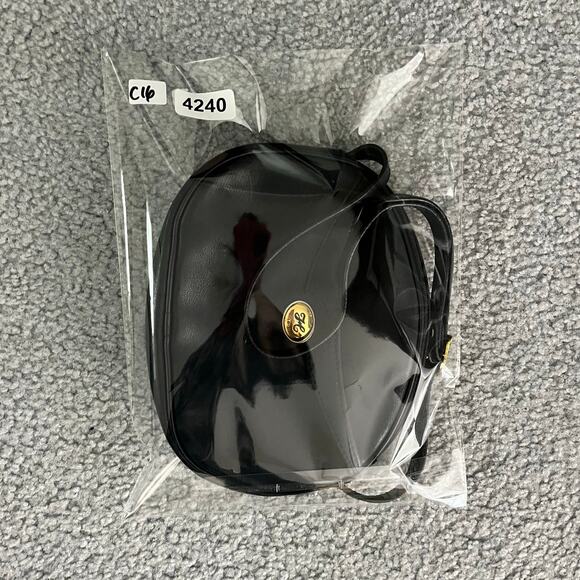 Hexagona Paris Handbag Womens Navy Blue Oval Shape Gold Trim Old Money Classic - Picture 6 of 6